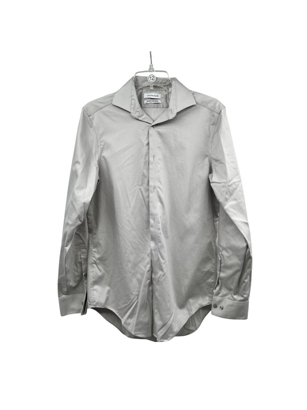 Calvin Klein Mens Button Up Dress Shirt Gray Size Small Slim Fit